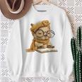 Baby Reptile Small Book Reading Graphic Lizard Round Glasses Sweatshirt Gifts for Old Women