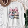 Book Lover Coquette Bow Pink Dainty Ribbon Cute Bookworm Sweatshirt Gifts for Old Women