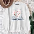 Book Reading Love Heart Library Sweatshirt Gifts for Old Women
