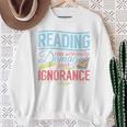Book Reading Reading Can Seriously Damage Your Ignorance Raglan Baseball Tee Sweatshirt Gifts for Old Women