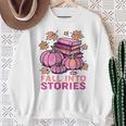 Bookcore Coquette Pinkoween Fall Into Stories Books Premium Tri-Blend Sweatshirt Gifts for Old Women