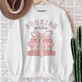 Bookish Girlie Coquette Bow Book Lover Pink Feminine Reader Sweatshirt Gifts for Old Women