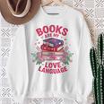 Books Are My Love Language Retro Bookish Pink Valentine Sweatshirt Gifts for Old Women