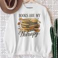 Books Are My Therapy Vintage Book Lover Daisy Art Sweatshirt Gifts for Old Women