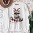 Booktrovert Raccoon Reading Book Iced Coffee Lover Sweatshirt Gifts for Old Women