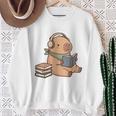 Capybara Reading a Book Cute Reading For Boys Girls Premium Tri-Blend Sweatshirt Gifts for Old Women