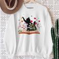 Cat Kitten Wildflower Book Pet Owner Librarian Sweatshirt Gifts for Old Women