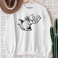 Cat Reading a Book Print Sweatshirt Gifts for Old Women