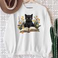 Cat Shirts For Women Book Lover Shirt Cute Cat And Book Premium Tri-Blend Sweatshirt Gifts for Old Women