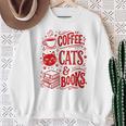 Coffee Cats And Books Lover Reading Sweatshirt Gifts for Old Women