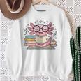 Cute Axolotl Reading Books Cozy Bookworm Fantasy Art Premium Tri-Blend Sweatshirt Gifts for Old Women