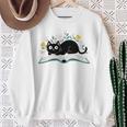 Cute Cat On Book Fun Flower Feline Pet Lover Premium Tri-Blend Sweatshirt Gifts for Old Women