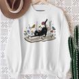 Cute Cat Flower Garden Book Kitty Reading Floral Sweatshirt Gifts for Old Women