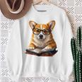 Cute Dog Corgi Reading Book Sweatshirt Gifts for Old Women