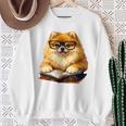 Cute Dog Pomeranian Reading Book Premium Tri-Blend Sweatshirt Gifts for Old Women