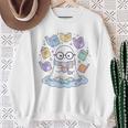 Cute Ghost Reading Books Spooky Magical Tales Witchy Sweatshirt Gifts for Old Women