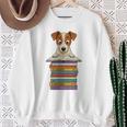 Cute Jack Russel Dog Reading On Pile Of Books Premium Tri-Blend Sweatshirt Gifts for Old Women