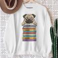 Cute Pug Dog Reading Book On Pile Of Books Sweatshirt Gifts for Old Women Cute Pug Dog Reading Book On Pile Of Books Sweatshirt Gifts for Old Women