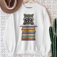 Cute Raccoon Reading On Pile Of Books Sweatshirt Gifts for Old Women