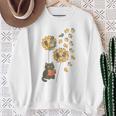 Cute Reading Cat With Kitten Dandelion Flowers Book Lover Sweatshirt Gifts for Old Women
