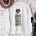 Cute Wiener Dog Dachshund Reading On Pile Of Books Sweatshirt Gifts for Old Women