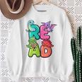 Dinosaur Read Book Lover Dino Reading Kids Premium Tri-Blend Sweatshirt Gifts for Old Women