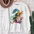 Dragons And Books Watercolor Fantasy Dragon Lover Theme Sweatshirt Gifts for Old Women
