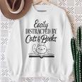 Easily Distracted By Cats & Books Cute Cat Book Lover Sweatshirt Gifts for Old Women