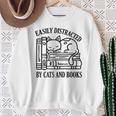 Easily Distracted By Cats And Books Shirt Cat And Book Lover Raglan Baseball Tee Sweatshirt Gifts for Old Women Easily Distracted By Cats And Books Shirt Cat And Book Lover Raglan Baseball Tee Sweatshirt Gifts for Old Women
