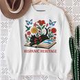 El Salvador Hispanic Heritage Month Book Cute Floral Cat Art Sweatshirt Gifts for Old Women