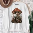 Floral Mushroom Skeleton Reading Books Gothic Humor Sweatshirt Gifts for Old Women