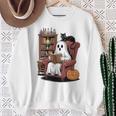 Ghost With Bookshelf Halloween Bookish Premium Tri-Blend Sweatshirt Gifts for Old Women