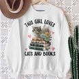 This Girl Loves Cats And Books Cat Watercolor Sweatshirt Gifts for Old Women
