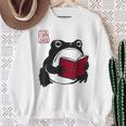 Grumpy Frog Book Lover Librarian Anime Japanese Sweatshirt Gifts for Old Women