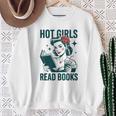 Hot Girls Read Books Bookworm Librarian Humor Sweatshirt Gifts for Old Women