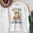 Just A Girl Who Loves Cats And Books Kitties Pet Art Lover Sweatshirt Gifts for Old Women