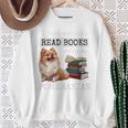 I Just Want To Read Books And Pet My Pomeranian Dog Premium Sweatshirt Gifts for Old Women