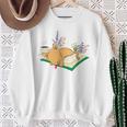 Kawaii Cat Women's Cat Books Flowers Sweatshirt Gifts for Old Women Kawaii Cat Women's Cat Books Flowers Sweatshirt Gifts for Old Women
