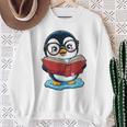Kawaii Penguin In Cartoon Style With Book And Glasses Sweatshirt Gifts for Old Women Kawaii Penguin In Cartoon Style With Book And Glasses Sweatshirt Gifts for Old Women