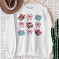 Librarian Library Books Girl Coquette Bow Pink Mom Sweatshirt Gifts for Old Women
