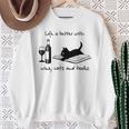 Life Is Better With Wine Cats And Books Sweatshirt Gifts for Old Women