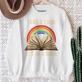 Take A Look It In A Book Retro Rainbow Reading Teacher Sweatshirt Gifts for Old Women