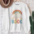 Take A Look It's In A Book Retro Reading Advocate Distressed Sweatshirt Gifts for Old Women