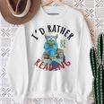 Monster Love Reading Animal Book Lover I'd Rather Be Reading Raglan Baseball Tee Sweatshirt Gifts for Old Women