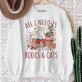 All I Need Is Books And Cats Valentines Day Reading Bookworm Sweatshirt Gifts for Old Women