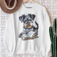 Nerdy Schnauzer Dog Book Lover Glasses Cute Pet For Men Women Kids Sweatshirt Gifts for Old Women
