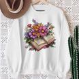 Open Book With Colorful Flowers For Readers Sweatshirt Gifts for Old Women