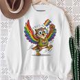 Owl With Pride Flag Book Lover Rainbow Library Sweatshirt Gifts for Old Women