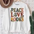 Peace Love Books Librarian Teacher Life Book Library Sweatshirt Gifts for Old Women