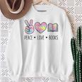 Peace Love Books Pastel Reading Heart Art For Book Lovers Sweatshirt Gifts for Old Women